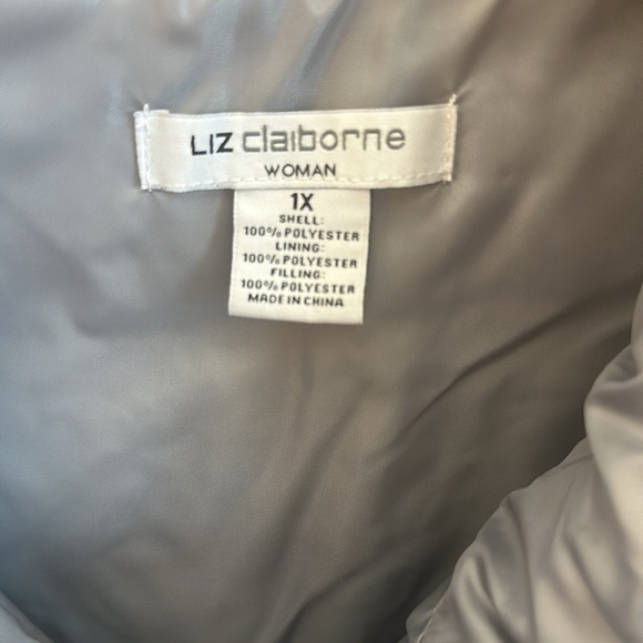 Liz Claiborne Puff Vest Full Zip Blue Gray Womens Size 1X Lightweight Pockets - Picture 6 of 11